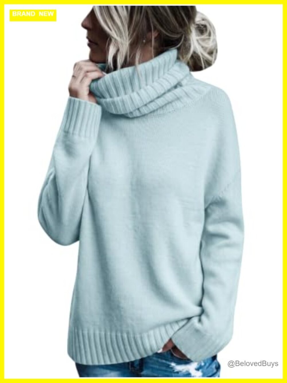 Oversized Turtleneck Cable Knit Pullover Sweater Chunky Knit Winter Top